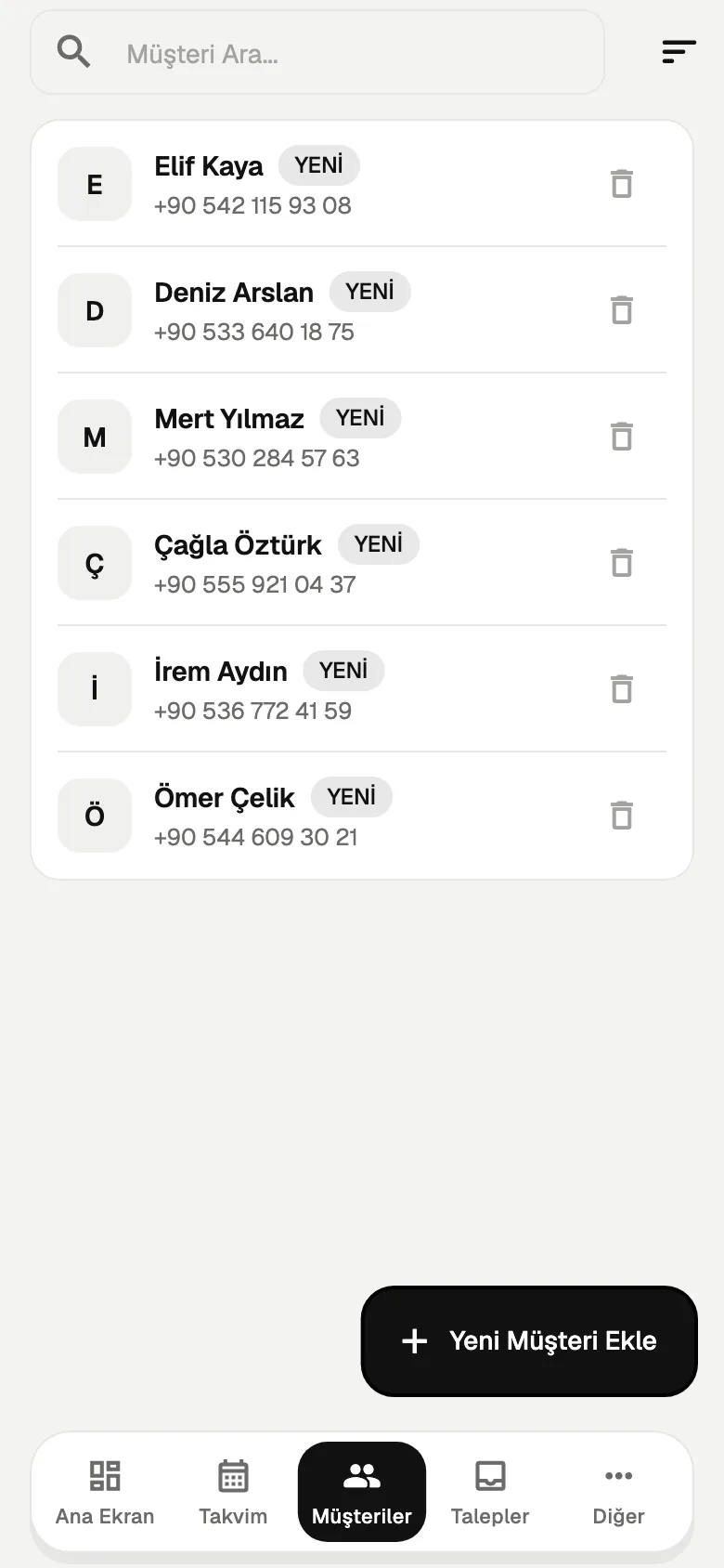 InkFlow Müşteriler listesi